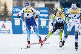 29.12.2018, Toblach, Italy (ITA): Nadine Faehndrich (SUI), Alenka Cebasek (SLO), Linn Soemskar (SWE), (l-r)  - FIS world cup cross-country, tour de ski, individual sprint, Toblach (ITA). www.nordicfocus.com. © Modica/NordicFocus. Every downloaded picture is fee-liable.