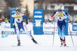 29.12.2018, Toblach, Italy (ITA): Sophie Caldwell (USA), Nadine Faehndrich (SUI), (l-r)  - FIS world cup cross-country, tour de ski, individual sprint, Toblach (ITA). www.nordicfocus.com. © Modica/NordicFocus. Every downloaded picture is fee-liable.