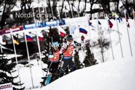 14.02.2019, Soldier Hollow, United States of America (USA): Celia Aymonier (FRA), Clare Egan (USA), (l-r) -  IBU world cup biathlon, sprint women, Soldier Hollow (USA). www.nordicfocus.com. © Manzoni/NordicFocus. Every downloaded picture is fee-liable.