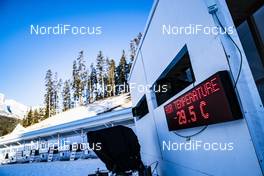 10.02.2019, Canmore, Canada (CAN): Event Feature: The temperatures are quite low at 0900 am -  IBU world cup biathlon, training, Canmore (CAN). www.nordicfocus.com. © Manzoni/NordicFocus. Every downloaded picture is fee-liable.