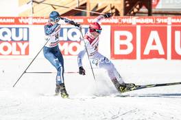 12.01.2018, Val di Fiemme, Italy (ITA): Pawel Slowiok (POL), Taihei Kato (JPN), (l-r)  - FIS world cup nordic combined, individual gundersen HS134/10km, Val di Fiemme (ITA). www.nordicfocus.com. © Modica/NordicFocus. Every downloaded picture is fee-liable.