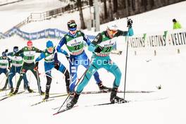 14.01.2018, Val di Fiemme, Italy (ITA): Arttu Maekiaho (FIN), Francois Braud (FRA), (l-r)  - FIS world cup nordic combined, individual gundersen HS134/10km, Val di Fiemme (ITA). www.nordicfocus.com. © Modica/NordicFocus. Every downloaded picture is fee-liable.