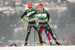 14.01.2018, Val di Fiemme, Italy (ITA): Manuel Faisst (GER), Fabian Riessle (GER), (l-r)  - FIS world cup nordic combined, individual gundersen HS134/10km, Val di Fiemme (ITA). www.nordicfocus.com. © Modica/NordicFocus. Every downloaded picture is fee-liable.