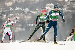 14.01.2018, Val di Fiemme, Italy (ITA): Joergen Graabak (NOR), Vinzenz Geiger (GER), Akito Watabe (JPN), (l-r)  - FIS world cup nordic combined, individual gundersen HS134/10km, Val di Fiemme (ITA). www.nordicfocus.com. © Modica/NordicFocus. Every downloaded picture is fee-liable.