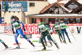14.01.2018, Val di Fiemme, Italy (ITA): Arttu Maekiaho (FIN), Eric Frenzel (GER), Yoshito Watabe (JPN), (l-r)  - FIS world cup nordic combined, individual gundersen HS134/10km, Val di Fiemme (ITA). www.nordicfocus.com. © Modica/NordicFocus. Every downloaded picture is fee-liable.