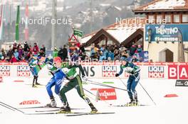 14.01.2018, Val di Fiemme, Italy (ITA): Arttu Maekiaho (FIN), Eric Frenzel (GER), Ondrej Pazout (CZE), (l-r)  - FIS world cup nordic combined, individual gundersen HS134/10km, Val di Fiemme (ITA). www.nordicfocus.com. © Modica/NordicFocus. Every downloaded picture is fee-liable.