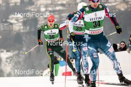 14.01.2018, Val di Fiemme, Italy (ITA): Bjoern Kircheisen (GER), Ben Loomis (USA), (l-r)  - FIS world cup nordic combined, individual gundersen HS134/10km, Val di Fiemme (ITA). www.nordicfocus.com. © Modica/NordicFocus. Every downloaded picture is fee-liable.