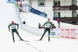 13.01.2018, Val di Fiemme, Italy (ITA): Johannes Rydzek (GER), Vinzenz Geiger (GER), (l-r)  - FIS world cup nordic combined, team sprint HS134/2x7.5km, Val di Fiemme (ITA). www.nordicfocus.com. © Modica/NordicFocus. Every downloaded picture is fee-liable.