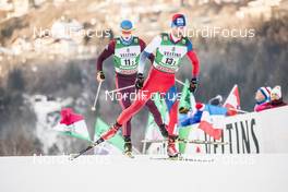 13.01.2018, Val di Fiemme, Italy (ITA): Viacheslav Barkov (RUS), Miroslav Dvorak (CZE), (l-r)  - FIS world cup nordic combined, team sprint HS134/2x7.5km, Val di Fiemme (ITA). www.nordicfocus.com. © Modica/NordicFocus. Every downloaded picture is fee-liable.