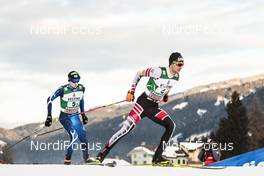 13.01.2018, Val di Fiemme, Italy (ITA): Eero Hirvonen (FIN), Lukas Greiderer (AUT), (l-r)  - FIS world cup nordic combined, team sprint HS134/2x7.5km, Val di Fiemme (ITA). www.nordicfocus.com. © Modica/NordicFocus. Every downloaded picture is fee-liable.