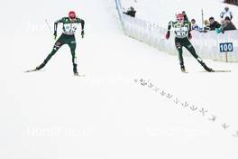 13.01.2018, Val di Fiemme, Italy (ITA): Johannes Rydzek (GER), Vinzenz Geiger (GER), (l-r)  - FIS world cup nordic combined, team sprint HS134/2x7.5km, Val di Fiemme (ITA). www.nordicfocus.com. © Modica/NordicFocus. Every downloaded picture is fee-liable.