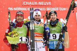 20.01.2018, Chaux-Neuve, France (FRA): Akito Watabe (JPN), Jan Schmid (NOR), Ilkka Herola (FIN), (l-r) - FIS world cup nordic combined, individual gundersen HS118/10km, Chaux-Neuve (FRA). www.nordicfocus.com. © Thibaut/NordicFocus. Every downloaded picture is fee-liable.