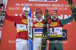 26.01.2018, Seefeld, Austria (AUT): Magnus Riiber (NOR), Akito Watabe (JPN), Fabian Riessle (GER), (l-r) - FIS world cup nordic combined, individual gundersen HS109/5km, Seefeld (AUT). www.nordicfocus.com. © Thibaut/NordicFocus. Every downloaded picture is fee-liable.