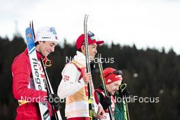 28.01.2018, Seefeld, Austria (AUT): Jarl Magnus Riiber (NOR), Fabian Riessle (GER), Akito Watabe (JPN), (l-r) - FIS world cup nordic combined, individual gundersen HS109/15km, Seefeld (AUT). www.nordicfocus.com. © Modica/NordicFocus. Every downloaded picture is fee-liable.