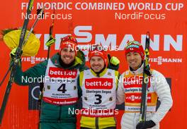 18.03.2018, Klingenthal, Germany (GER): Johannes Rydzek (GER), Fabian Riessle (GER), Akito Watabe (JPN) (l-r) - FIS world cup nordic combined, individual gundersen HS140/10km, Klingenthal (GER). www.nordicfocus.com. © Volk/NordicFocus. Every downloaded picture is fee-liable.