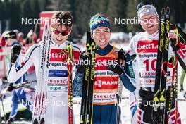 24.03.2018, Schonach, Germany (GER): Jarl Magnus Riiber (NOR), Akito Watabe (JPN), Bernhard Gruber (AUT), (l-r) - FIS world cup nordic combined, individual gundersen HS106/10km, Schonach (GER). www.nordicfocus.com. © Modica/NordicFocus. Every downloaded picture is fee-liable.