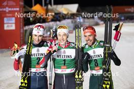 24.11.2018, Ruka, Finland (FIN): Jarl Magnus Riiber (NOR), Mario Seidl (AUT), Johannes Rydzek (GER), (l-r)  - FIS world cup nordic combined, individual gundersen HS142/10km, Ruka (FIN). www.nordicfocus.com. © Modica/NordicFocus. Every downloaded picture is fee-liable.
