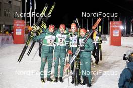 25.11.2018, Ruka, Finland (FIN): Eric Frenzel (GER), Fabian Riessle (GER), Johannes Rydzek (GER), Vinzenz Geiger (GER), (l-r)  - FIS world cup nordic combined, team HS142/4x5km, Ruka (FIN). www.nordicfocus.com. © Modica/NordicFocus. Every downloaded picture is fee-liable.