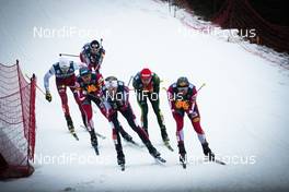 02.12.2018, Lillehammer, Norway (NOR): Terence Weber (GER), Lukas Greiderer (AUT), Franz-Josef Rehrl (AUT), Magnus Hovdal Moan (NOR), Magnus Krog (NOR), Wilhelm Denifl (AUT), (l-r)  - FIS world cup nordic combined, individual gundersen HS140/10km, Lillehammer (NOR). www.nordicfocus.com. © Modica/NordicFocus. Every downloaded picture is fee-liable.