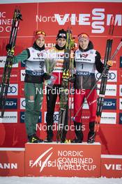 30.11.2018, Lillehammer, Norway (NOR): Eric Frenzel (GER), Jarl Magnus Riiber (NOR), Franz-Josef Rehrl (AUT), (l-r) - FIS world cup nordic combined, individual gundersen HS98/5km, Lillehammer (NOR). www.nordicfocus.com. © Modica/NordicFocus. Every downloaded picture is fee-liable.