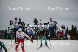 01.12.2018, Lillehammer, Norway (NOR): Go Yamamoto (JPN), Antoine Gerard (FRA), Wille Karhumaa (FIN) - FIS world cup nordic combined, individual gundersen HS98/10km, Lillehammer (NOR). www.nordicfocus.com. © Tumashov/NordicFocus. Every downloaded picture is fee-liable.