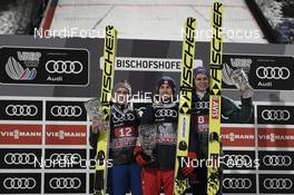 06.01.2018, Bischofshofen, Austria (AUT): Anders Fannemel (NOR), Kamil Stoch (POL), Andreas Wellinger (GER), (l-r) - FIS world cup ski jumping, four hills tournament, individual HS140, Bischofshofen (AUT). www.nordicfocus.com. © Thibaut/NordicFocus. Every downloaded picture is fee-liable.