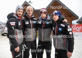 27.01.2018, Zakopane, Poland (POL): Manuel Fettner (AUT), Gregor Schlierenzauer (AUT), Michael Hayboeck (AUT), Stefan Kraft (AUT) - FIS world cup ski jumping, team HS140, Zakopane (POL). www.nordicfocus.com. © Tumashov/NordicFocus. Every downloaded picture is fee-liable.
