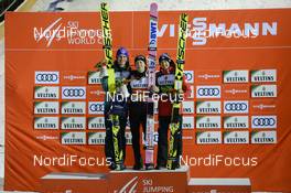 25.11.2018, Ruka, Finland (FIN): Kamil Stoch (POL), Andreas Wellinger (GER), Ryoyu Kobayashi (JPN) - FIS world cup ski jumping, individual HS142, Ruka (FIN). www.nordicfocus.com. © Tumashov/NordicFocus. Every downloaded picture is fee-liable.