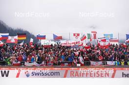 16.12.2018, Engelberg, Switzerland (SUI): spectators with flags  - FIS world cup ski jumping, individual HS140, Engelberg (SUI). www.nordicfocus.com. © Rauschendorfer/NordicFocus. Every downloaded picture is fee-liable.
