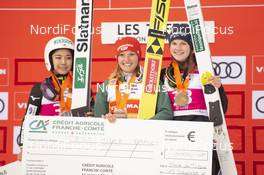 15.12.2018, Premanon, France (FRA): Ema Klinec (SLO), Katharina Althaus (GER), Sara Takanashi (JPN) - FIS world cup ski jumping ladies, individual HS90, Premanon (FRA). www.nordicfocus.com. © Thibaut/NordicFocus. Every downloaded picture is fee-liable.