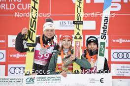 16.12.2018, Premanon, France (FRA): Maren Lundby (NOR), Katharina Althaus (GER), Sara Takanashi (JPN) - FIS world cup ski jumping ladies, individual HS90, Premanon (FRA). www.nordicfocus.com. © Thibaut/NordicFocus. Every downloaded picture is fee-liable.