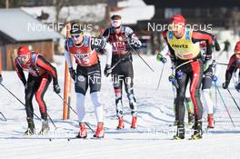13.01.2018, Seefeld, Austria (AUT): Tord Asle Gjerdalen (NOR), Oscar Persson (SWE), Simen Oestensen (NOR), Torgeir Skare Thygesen (NOR), (l-r)  - Visma Ski Classics Kaiser Maximilian Lauf, Seefeld (AUT). www.nordicfocus.com. © Rauschendorfer/NordicFocus. Every downloaded picture is fee-liable.