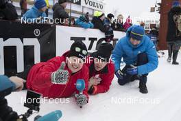 03.03.2018, Mora, Sweden (SWE): Event Feature: NRK TV guys enjoying the childrens loppet - Visma Ski Classics, 94th Vasaloppet, Mora (SWE). www.nordicfocus.com. © Manzoni/NordicFocus. Every downloaded picture is fee-liable.