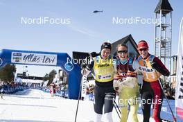 14.04.2018, Levi, Finland (FIN): Britta Johansson Norgren (SWE), Astrid Oeyre Slind (NOR), Kari Vikhagen Gjeitnes (NOR), (l-r) - Visma Ski Classics Yllaes-Levi, Levi (FIN). www.nordicfocus.com. © Manzoni/NordicFocus. Every downloaded picture is fee-liable.