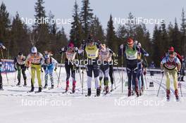 14.04.2018, Levi, Finland (FIN): Masako Ishida (JPN), Justyna Kowalczyk (POL), Britta Johansson Norgren (SWE), Katerina Smutna (CZE), Astrid Oeyre Slind (NOR), Evelina Bangman (SWE), (l-r) - Visma Ski Classics Yllaes-Levi, Levi (FIN). www.nordicfocus.com. © Manzoni/NordicFocus. Every downloaded picture is fee-liable.