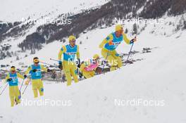 30.11.2018, Livigno, Italy (ITA): Tore Bjorseth Berdal (NOR), Stian Hoelgaard (NOR), John Kristian Dahl (NOR), Torleif Syrstad (NOR), Chris Andre Jespersen (NOR), (l-r)  - Visma Ski Classics La Sgambeda, Pro Team Prologue, Livigno (ITA). www.nordicfocus.com. © Rauschendorfer/NordicFocus. Every downloaded picture is fee-liable.