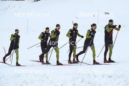 30.11.2018, Livigno, Italy (ITA): Adrien Mougel (FRA), Thomas Chambellant (FRA), Bastien Poirrier (FRA), Nicolas Berthet (FRA), Seraina Boner (SUI), Benoit Chauvet (FRA), (l-r)  - Visma Ski Classics La Sgambeda, Photo Shooting with Team Jobstation Rossignol, Livigno (ITA). www.nordicfocus.com. © Rauschendorfer/NordicFocus. Every downloaded picture is fee-liable.