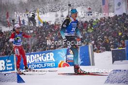 12.01.2019, Oberhof, Germany (GER): Christian Gow (CAN), Emilien Jacquelin (FRA), (l-r) -  IBU world cup biathlon, pursuit men, Oberhof (GER). www.nordicfocus.com. © Manzoni/NordicFocus. Every downloaded picture is fee-liable.