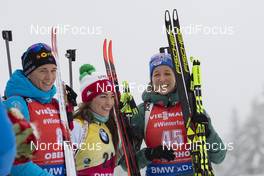 12.01.2019, Oberhof, Germany (GER): Anais Bescond (FRA), Dorothea Wierer (ITA), Franziska Preuss (GER), (l-r) -  IBU world cup biathlon, pursuit women, Oberhof (GER). www.nordicfocus.com. © Manzoni/NordicFocus. Every downloaded picture is fee-liable.