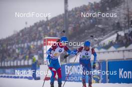 13.01.2019, Oberhof, Germany (GER): Dmitry Malyshko (RUS), Evgeniy Garanichev (RUS), (l-r) -  IBU world cup biathlon, relay men, Oberhof (GER). www.nordicfocus.com. © Manzoni/NordicFocus. Every downloaded picture is fee-liable.