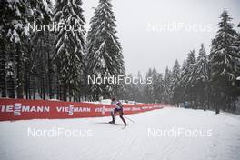 13.01.2019, Oberhof, Germany (GER): Event Feature: undefined athlete competes on the track, while the Birx Steig has been removed of fans -  IBU world cup biathlon, relay men, Oberhof (GER). www.nordicfocus.com. © Manzoni/NordicFocus. Every downloaded picture is fee-liable.