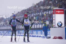 13.01.2019, Oberhof, Germany (GER): Simon Schempp (GER), Arnd Peiffer (GER), (l-r) -  IBU world cup biathlon, relay men, Oberhof (GER). www.nordicfocus.com. © Manzoni/NordicFocus. Every downloaded picture is fee-liable.