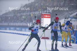 13.01.2019, Oberhof, Germany (GER): Benedikt Doll (GER), Arnd Peiffer (GER), (l-r) -  IBU world cup biathlon, relay men, Oberhof (GER). www.nordicfocus.com. © Manzoni/NordicFocus. Every downloaded picture is fee-liable.