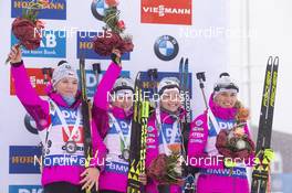 13.01.2019, Oberhof, Germany (GER): Lucie Charvatova (CZE), Veronika Vitkova (CZE), Marketa Davidova (CZE), Eva Puskarcikova (CZE), (l-r) -  IBU world cup biathlon, relay women, Oberhof (GER). www.nordicfocus.com. © Manzoni/NordicFocus. Every downloaded picture is fee-liable.