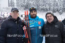 11.01.2019, Oberhof, Germany (GER): Olle Dahlin (SWE), IBU president, Martin Fourcade (FRA), Thomas Bach (GER), IOC president (l-r) -  IBU world cup biathlon, sprint men, Oberhof (GER). www.nordicfocus.com. © Manzoni/NordicFocus. Every downloaded picture is fee-liable.