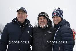 11.01.2019, Oberhof, Germany (GER): Olle Dahlin (SWE), IBU president, Thomas Bach (GER), IOC president, Clare Egan (USA) (l-r) -  IBU world cup biathlon, sprint men, Oberhof (GER). www.nordicfocus.com. © Manzoni/NordicFocus. Every downloaded picture is fee-liable.