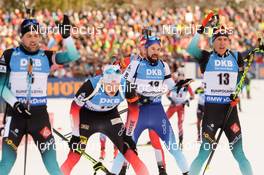 20.01.2019, Ruhpolding, Germany (GER): Benjamin Weger (SUI), Quentin Fillon Maillet (FRA), Vetle Sjaastad Christiansen (NOR) -  IBU world cup biathlon, mass men, Ruhpolding (GER). www.nordicfocus.com. © Tumashov/NordicFocus. Every downloaded picture is fee-liable.