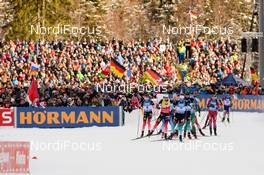 20.01.2019, Ruhpolding, Germany (GER): Antonin Guigonnat (FRA), Johannes Thingnes Boe (NOR), Andrejs Rastorgujevs (LAT) -  IBU world cup biathlon, mass men, Ruhpolding (GER). www.nordicfocus.com. © Tumashov/NordicFocus. Every downloaded picture is fee-liable.