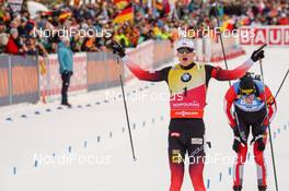 20.01.2019, Ruhpolding, Germany (GER): Johannes Thingnes Boe (NOR), Julian Eberhard (AUT) -  IBU world cup biathlon, mass men, Ruhpolding (GER). www.nordicfocus.com. © Tumashov/NordicFocus. Every downloaded picture is fee-liable.