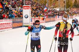 20.01.2019, Ruhpolding, Germany (GER): Quentin Fillon Maillet (FRA), Johannes Thingnes Boe (NOR) -  IBU world cup biathlon, mass men, Ruhpolding (GER). www.nordicfocus.com. © Tumashov/NordicFocus. Every downloaded picture is fee-liable.